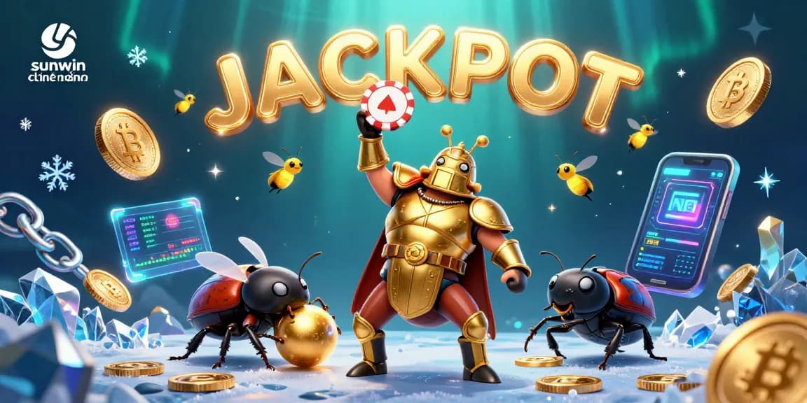 Experience the thrill with sunwin chính hãng as beetle champions celebrate a jackpot win in this vibrant 3D scene.