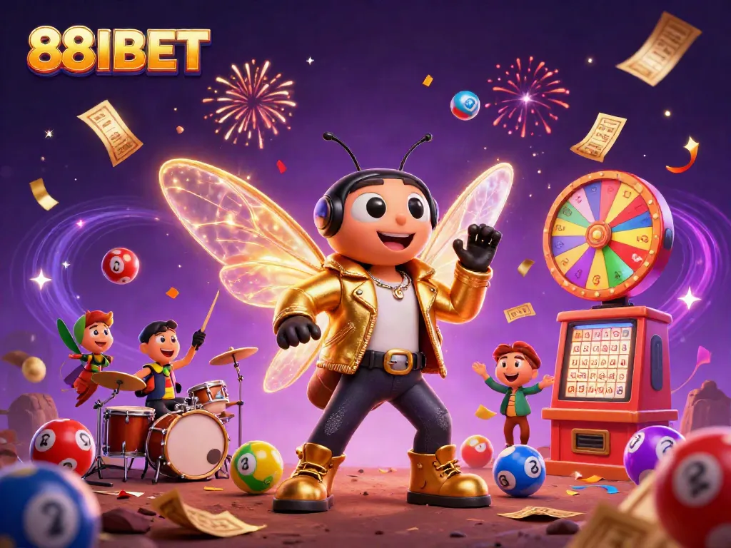 Experience thrilling wins with 88IBET in this vibrant 3D casino scene, showcasing exciting games and characters.