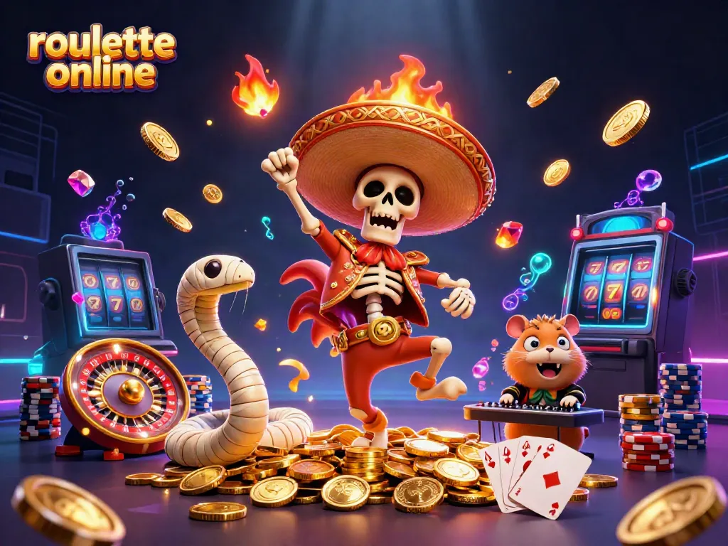 Engage with roullete online at a vibrant casino scene featuring festive characters and rich gaming visuals.